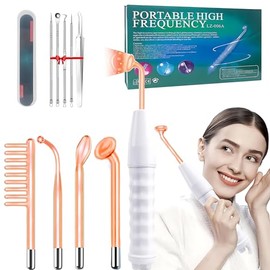 Alta Frecuencia Facial,Equipo De Alta Frecuencia,Portable Handheld High Frequency Skin Therapy,Viene con 4 palos de neón,reducir arrugas,ojeras,imperf