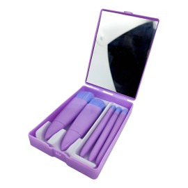 Brochas Para Maquillaje Estuche De Bolsillo Con Espejo Viaje