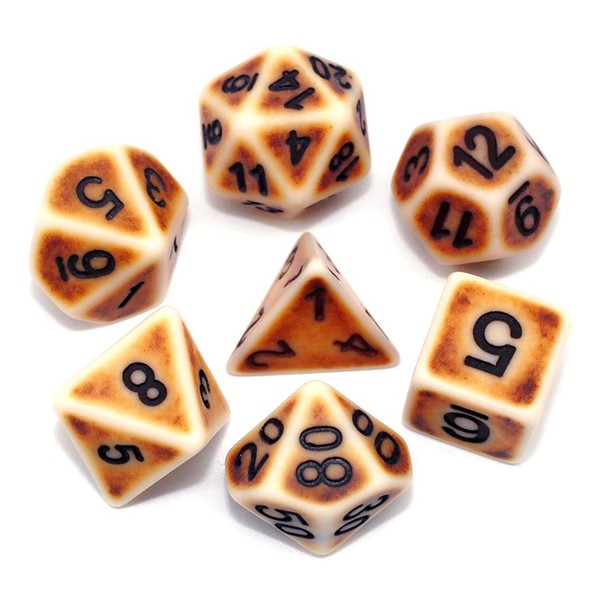 16mm DND Dice Set Ancient RPG Dice for Dungeons and Dragons(D&D) Pathfinder MTG Tabletop Role Playing Game Polyhedral 7-Die Dice Group (Cookie Yellow)