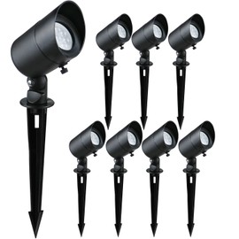 Doluck 4W LED Landscape Lights Low Voltage Landscape Lighting Spotlights GL101-BKLED8 AC/DC 12V Warm White Waterproof for Driveway,Yard, Lawn,Patio,Walls,Trees,Flags,Outdoor Light (Black, 8 Pack)