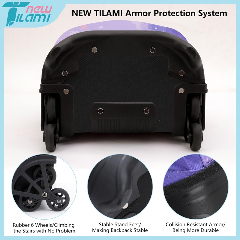 NEW TILAMI 18 Inch Rolling Backpack with Wheels for Girls