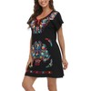 YZXDORWJ Women Mexican Embroidered Dress Short Sleeve (XXXL, 27BKR)