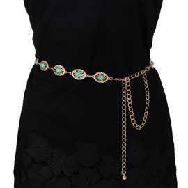 MILAKOO Western Metal Concho Belt for Women Oval Cowgirl Chain Belt Adjustable Boho Waist Chain Country Concert Outfit for Dress Bag Decor, B2-110 cm