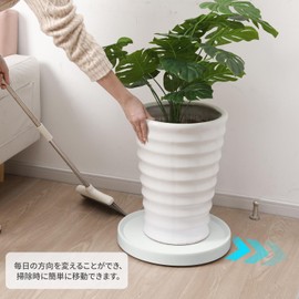 ETRAVEL Flowerpot Stand with Casters, Hidden Flower Stand, Planter Stand, Garden Rack, Pot Holder Plate, Convenient to More, 360° Rotation, For Air Purifier, Round Black Gray (Inner Diameter 7.3