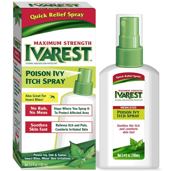 Ivarest Poison Ivy Itch Spray, 3.4 Fl Oz - for Poisonous Plants, Insect Bites & Skin Irritations, Itchy Skin Relief, Quick On-The-Go Relief, Bug Bite Relief