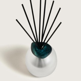 MAISON BERGER - Reed Diffuser - Model Mineral - Scented Bouquet with 6 Reed Sticks - 3.15 x 3.15 x 9.45 inches - 6 Fluid Ounces Lampe Berger Home Fragrance Bottle (Frosted Emerald - Bleu Seduction)
