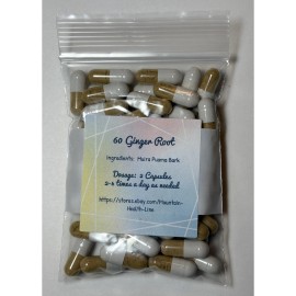 handcrafted 60 Ginger Root Herbal Capsules (500mg) – No Fillers