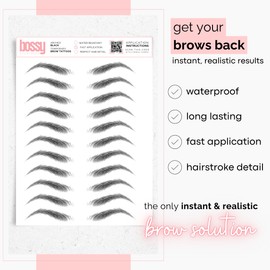 Brows by Bossy Studio & Co Temporary Eyebrow Tattoos Waterproof Eyebrow Stickers, False Tattoos Hair Like Peel Off Instant Transfer Brow classic taupe