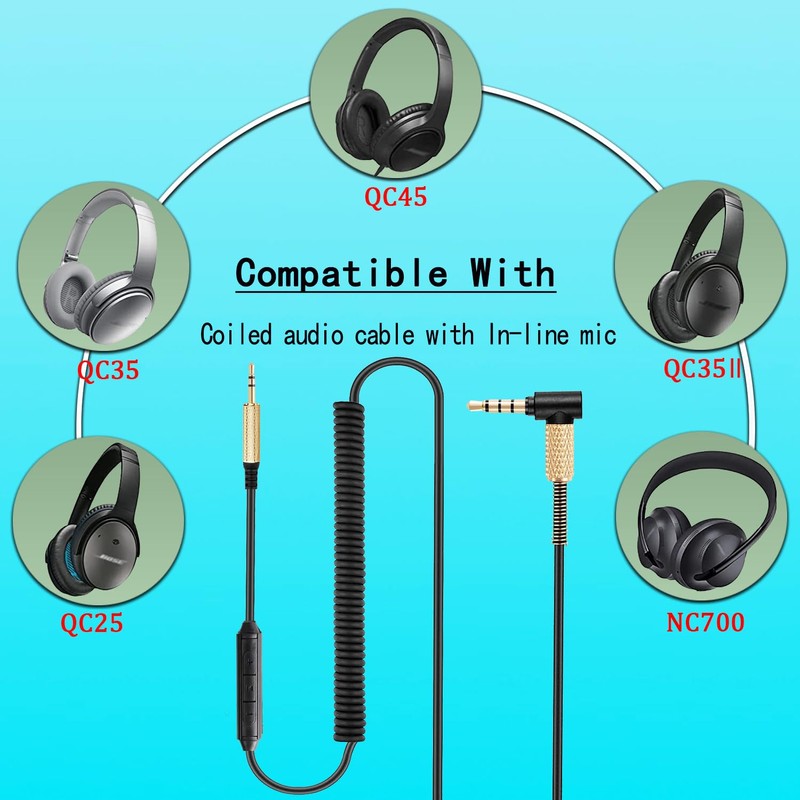 FAAEAL QC45 - Cable de audio en espiral de repuesto