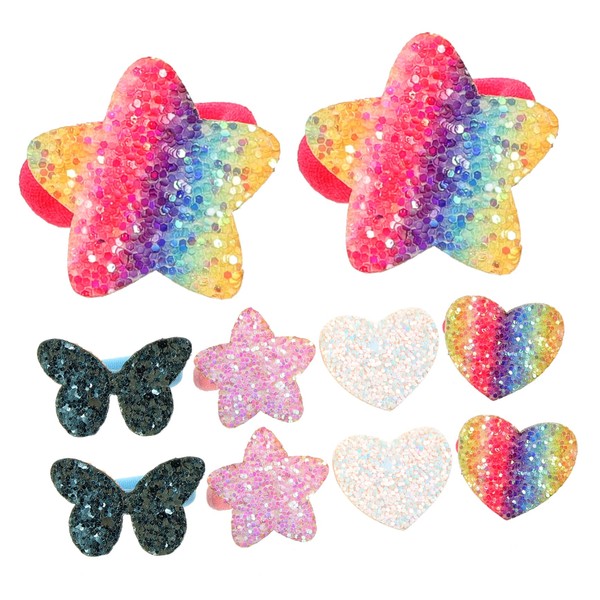 Baluue 5 Pairs Glitter Sparkle Hair Ties for Elastic Ponytail