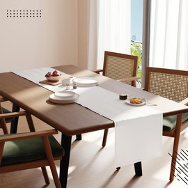 Encasa Cotton Table Runner with Hemstitch Design for 4 to 6 Seater | White | Size 40 x 183 cm | Dining Table Decoration - Machine Washable