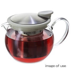 FORLIFE Bola Glass Teapot with Basket Infuser, 15-Ounce/444ml, White