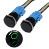 JIQI 2 x 19 mm Pressure Switch 12 V to 24 V 3 A Waterproof Momentary Switch Made of Aluminium Alloy IP66 1NO1NC Pre-Wired Momentary Black Push Button with LED Light for Motorcycle Boat Truck RV (Green