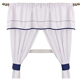 BabyDoll Unique Valance Curtain Set, Navy, 5 Piece