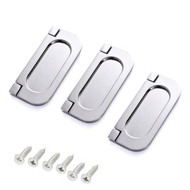 XMHF Recessed Type Furniture Wardrobe Drawer Pull Handle Silver Flat Cabinet Flush Ring Pull 3pcs