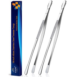 JETKONG 18 Inch (45cm) Extra Long Barbecue Tongs, Heavy Duty Giant Tweezer Tongs for Grilling and BBQ, Set of 2 (Round Tips)