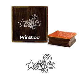Printtoo Star & Swirls Design Scrap-Booking Square Wooden Rubber Stamp Block-2 x 2 Inches