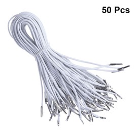 Artibetter 50pcs Elastic Barbed Cord Stretch Round String with Silver Dual Metal Barbs for Binding Hanging Spool Sewing Stretch Band for DIY Craft (White)