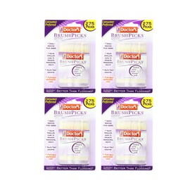 The Doctor’s BrushPicks Interdental Toothpicks, Soft Rubber Dental Picks for Teeth Cleaning, Removes Food Debris, Gum Care, Portable Dispensing Case, 275 Count (Pack of 4)