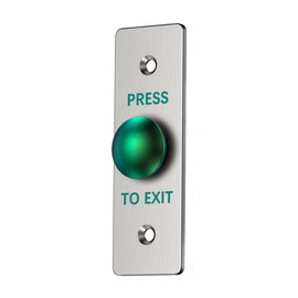 Stainless Steel Push to Exit Button - 12V DC Push to Exit Switch, NO/COM Outputs, Surface Mount Request-to-Exit Device for Access Control Systems