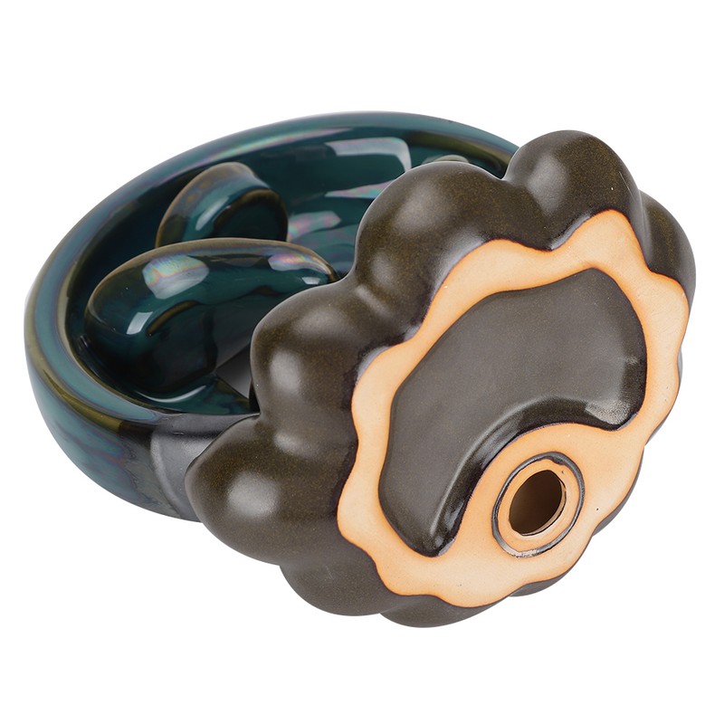 Backflow Incense Burner Waterfall Lotus Base Ceramic Holder Aromatherapy Ornament