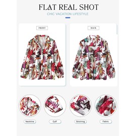 ZXZY Women Soft Dressy Floral Printed Button Down Tropical Hawaiian Shirt Blouse Tops Multicolor