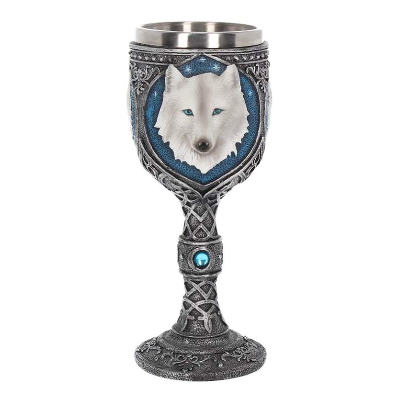 Nemesis Now Ghost Wolf 10cm Resin Goblet with Stainless Steel