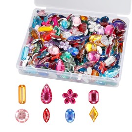 200Pcs Acrylic Sewing Crystals, GLADFRESIT Colorful Jewelry Gemstones with Holes – Resin Diamond for Clothes Decoration, DIY Crafts