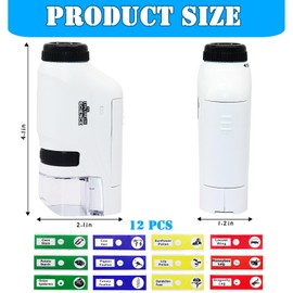 Kids Portable Microscope Set, Mini Pocket Microscope, 60x-120x Handheld Microscope with 12 Microscope Specimens, Pocket Handheld Microscope, for Children's Learning, Educational Toys