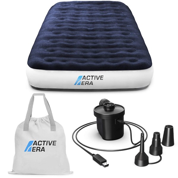 Active Era Luxury Camping Air Mattress with Built in Pump - Twin Air Mattress with USB Rechargeable Pump, Travel Bag - Single Air Mattress for Tent Camping