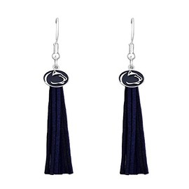 Penn State Nittany Lions Blue Leather Tassel Silver Charm Earring Jewelry Gift