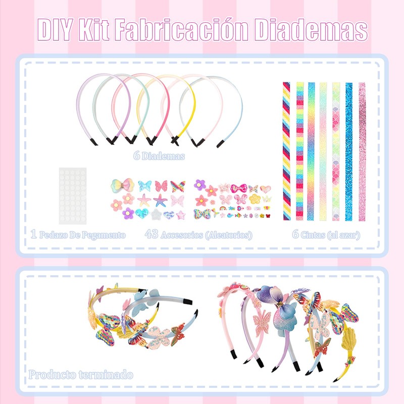 Kit para Hacer Accesorios de Pelo para Niñas,Diadema de Mariposa