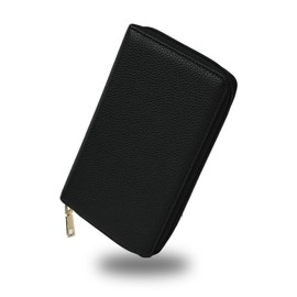 QUARE Passbook Case, Passbook Holder, Magnetic Protection, Skimming, Passport Case, Card Case, Large Capacity, Stylish, Black