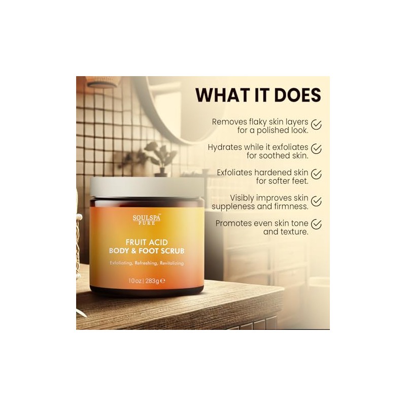 Exfoliante corporal refrescante y exfoliante para pies con ácidos de