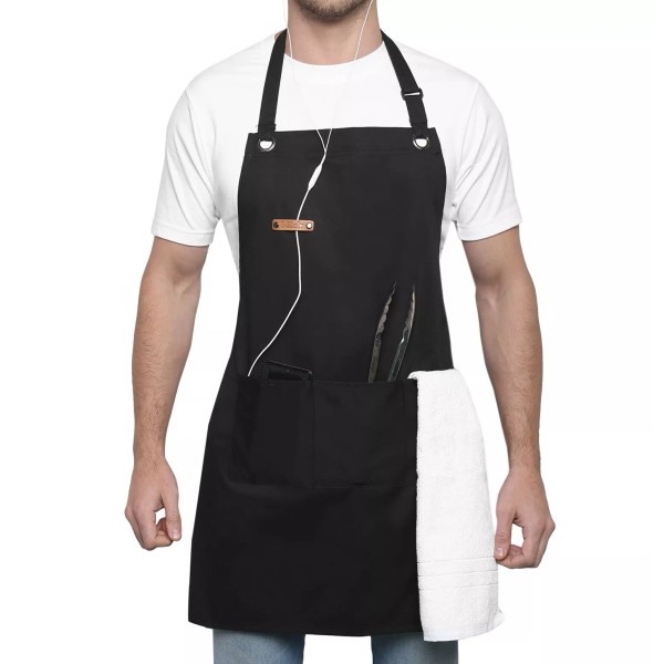 i-Heir Chef Apron, Cotton and Polyester, Adjustable, Professional, Kitchen -