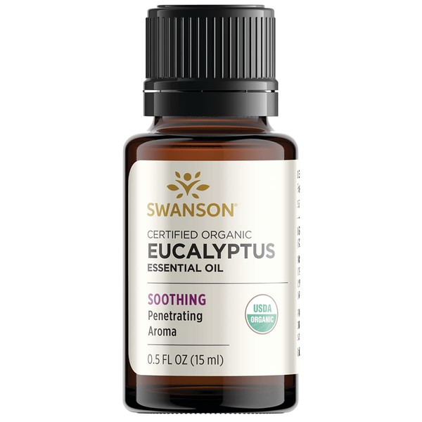 Swanson Certified Organic Eucalyptus Essential Oil 0.5 fl Ounce (15 ml) Liquid