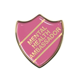Capricornone Mental Health Ambassador Gel Domed Pink School Shield Badge