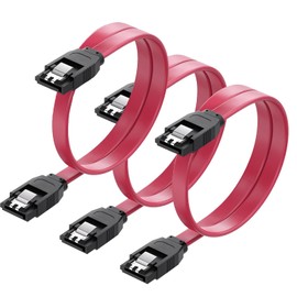 SZSL SATA Cable (Straight) Approx 50cm 6 Gbps Support Latch SSD and HDD Expansion Sata3 Serial ATA3 Cable Red (3 Straight Type)
