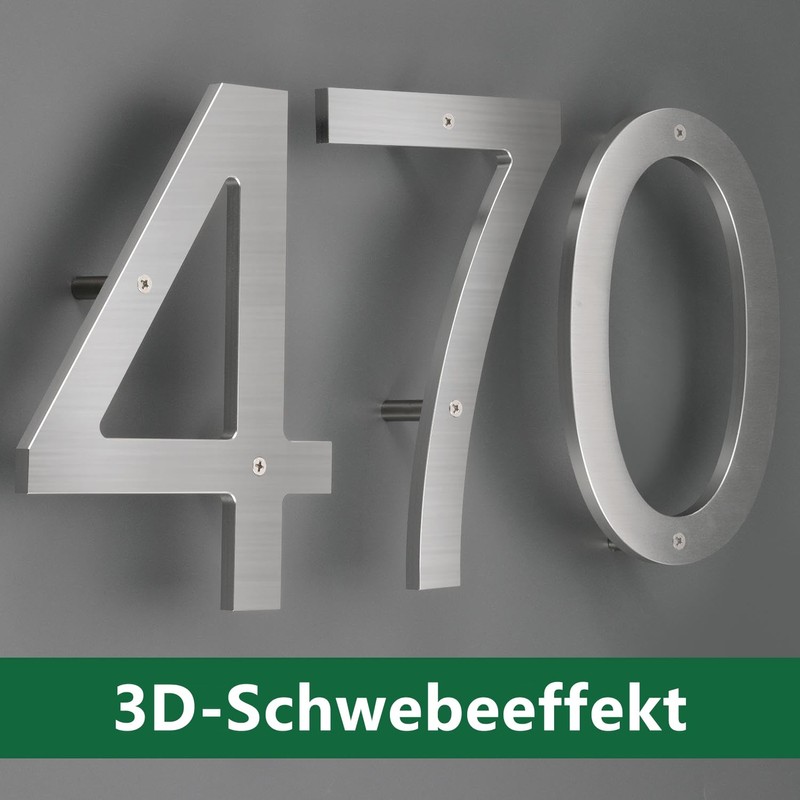 Lookopen House Number 0 Solid Aluminium Silver Height 20 cm