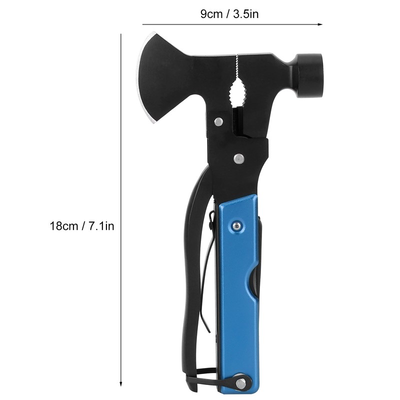 15In1 Axe Hammer MultiFunctional Camping Survival Screwdrivers Pliers Bottle Opener(Blue