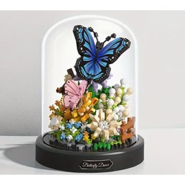 Flower and Butterfly Building Set with Transparent Display Case - 530 PCS, Ideal for Kids and Adults, Vibrant Home Decor Gift