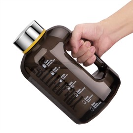 VENNERLI Trinkflasche 2,5 Liter, Sport Gym Wasserflasche mit Griff Zeitmarkierung Groß Sportflasche, Auslaufsicher für Sport Gym Fitness Büro Heim （Schwarz）