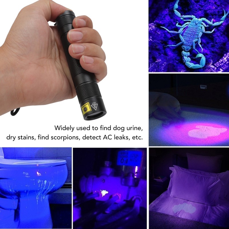 UV Flashlight LED 365nm Aluminium Alloy Battery Powered Widely Used