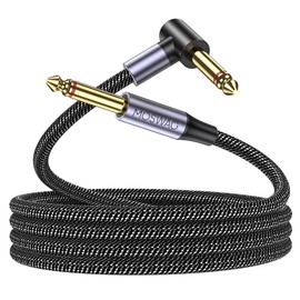 MOSWAG Guitar Cable 3FT, 1/4 Inch Right Angle to Straight, Amp Cord for Bass & Electric Guitar Compatible with Bass, Electric Keyboard, Electric, Amplifier