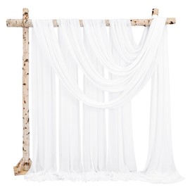 Wedding Arch Draping Fabric,4 Panels 28" x19ft Cream White Wedding Arch Drapes for Ceremony Chiffon Fabric Drapes Arbor Drapery Wedding Arch Decorations for Reception Sheer Backdrop Curtains for Party