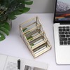 Hipiwe 4 Slots Glass Business Card Holder for Desktop, Gold