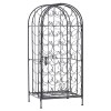 35 Bottle Wrought Iron Wine Rack Cabinet Black with Lock