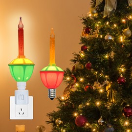 1 Pack Multicolor Christmas Bubble Light Night Lights, 2 Vintage Christmas Bubble Lights with Multicolor Bubble Light Bulb, 5W C7/ E12 Candelabra Base Swivel Plug in Base for Christmas Decoration