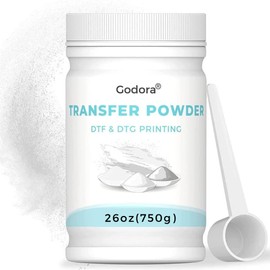 Godora DTF Powder White Digital Transfer Hot Melt Adhesive, DTF PreTreat Transfer Powder for Black or Dark Colored Garments, DTF Hot Melt Adhesive Powder for All DTF and DTG Printers, 750g - 26oz