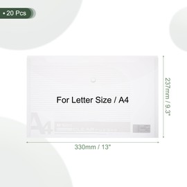 M&G Plastic Envelopes File Folders, 20 Pack PP Clear Waterproof Document Folders with Snap Closure for A4/Letter Size Documents, Business, Office Home Organization
